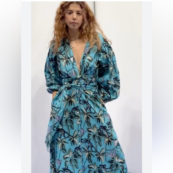 Guadalupe Blue Animal Print Dress Anthropologie - Picture 2 of 7